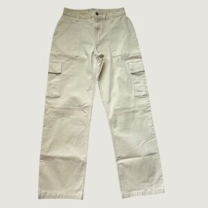 Hollister High-Rise Utility Dad Pants Cream Beige Cargo Straight Leg Women 5R 27